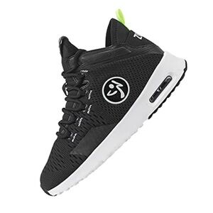 Zumba Fitness Women’s Black Athletic Sneakers with White Sole and Neon Green Tab